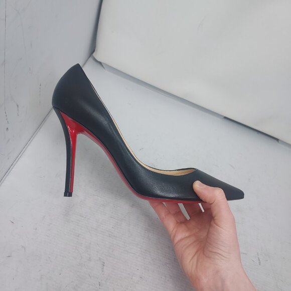Christian Louboutin Apostrophy Black Heel Pump Shoe - Picture 3 of 9